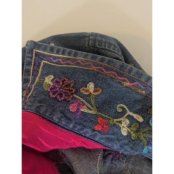 VTG Quacker Factory Artsy Demin Embroidered Garden Shacket Shirt Sz XS - Picture 12 of 12